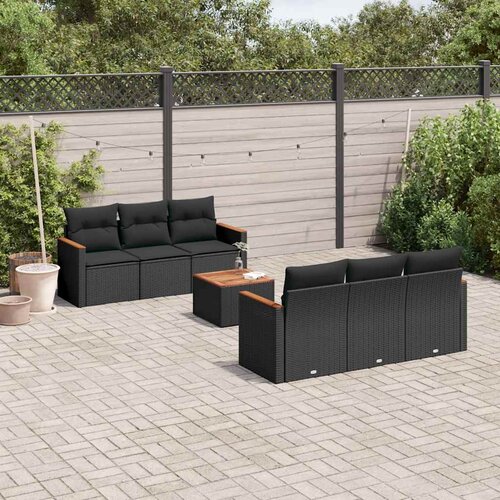  7-dijelni set vrtnih sofa od poliratana s jastucima crni Crna 61 x 62 x 69 cm Cene