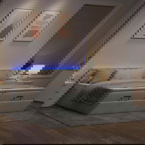 VidaXL Otomanski posteljni okvir z vzmetnicami siv 180x200cm žamet Slike