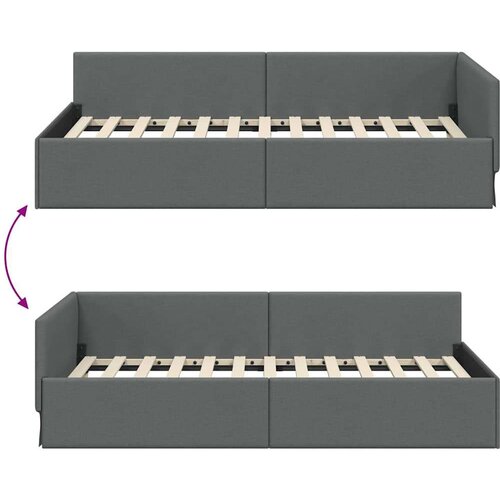 VidaXL Kutni okvir kreveta s uzglavljem Tamno siva 90 x 190 cm Slike