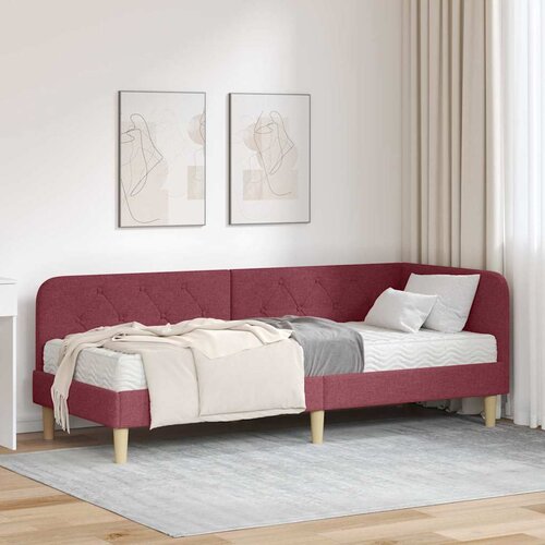 vidaXL Kotna postelja z vzmetnico Vinorodna rdeča 80 x 200 cm blago Cene