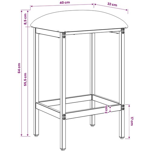  stolica Tamnosiva 40 x 32 x 64 cm Konstruirano drvo Slike