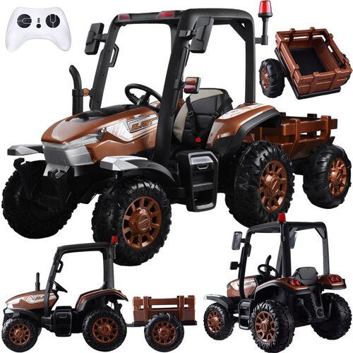 Veliki Velik traktor s prikolico 4x4 &ndash; rjav Cene