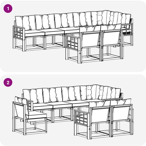  Set vanjskih sofa 8 kom. Bijela i krem Smeđa 306 x 128,5 x 73 cm Slike