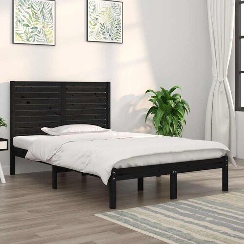  Okvir za krevet od masivnog drva crni 140 x 190 cm Slike