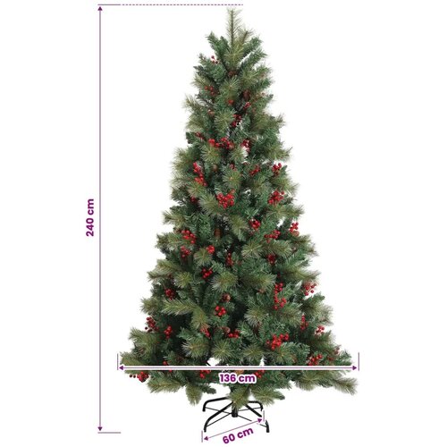  Umjetno božićno drvce s nogom 240 cm PVC i metal Zelena - 240 cm bez LED svjetala Slike