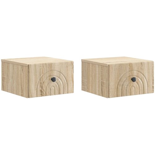  Noćni ormarić za montažu na zid s ladicama 2 pcs Hrast sonoma Cijene