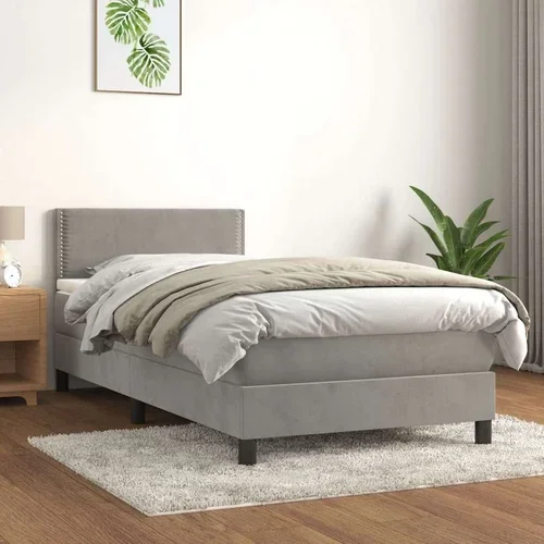 Box spring postelja z vzmetnico svetlo siv 90x190 cm žamet, (20726041)