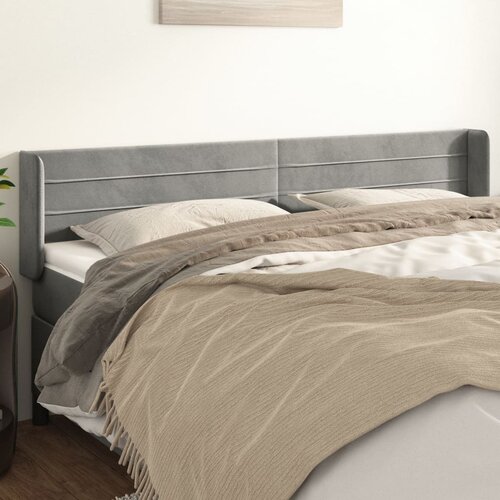 VidaXL Uzglavlje s u&amp;scaron;ima svjetlosivi 163x16x78/88 cm bar&amp;scaron;unasti Slike