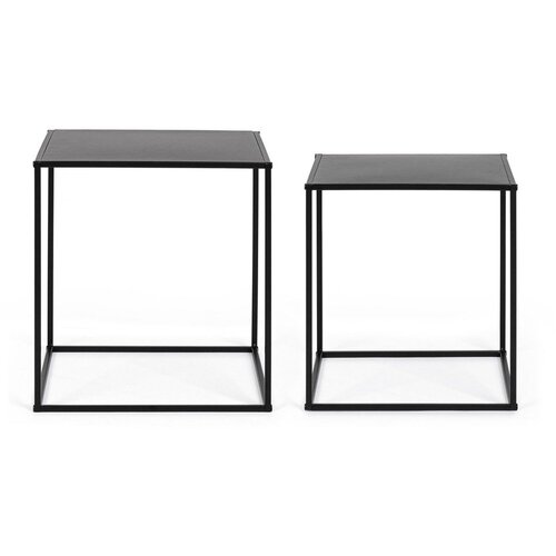 YES EVERYDAY Crni metalni stolići za kavu u setu 2 kom 38x38 cm Alrik &amp;ndash; Slike