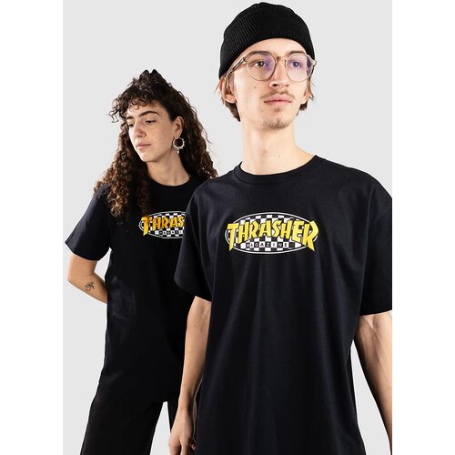 Thrasher Checkered Oval T-shirt black Slike
