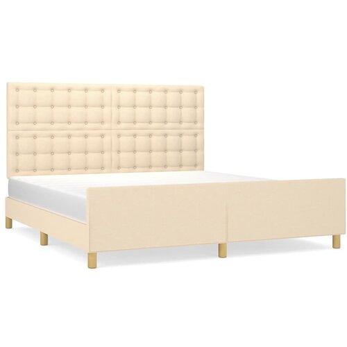 vidaXL Posteljni okvir z vzglavjem krem 180x200 cm blago, (20903978) Cene