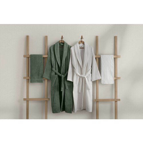 L'essential Maison 1060A-047-1 greenwhite family bathrobe set (4 pieces) Slike