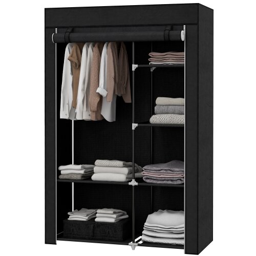Nesta Zložljiva garderobna omara, črna, 6 predelov, netkan tekstil, 103&times;43&times;162,5 cm, za shranjevanje oblačil, (5000493218) Cene