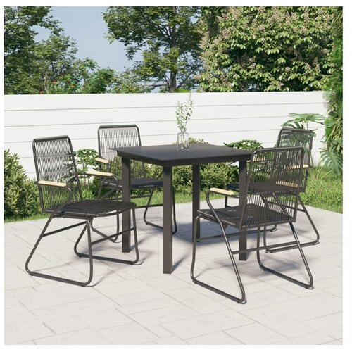  5-dijelni vrtni blagovaonski set od PVC ratana crni Cene