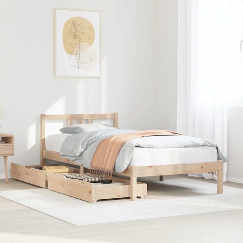 vidaXL Posteljni okvir brez vzmetnice 90x190 cm trdna borovina Cene