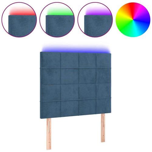 Maison Chic led posteljno vzglavje - vzglavna omarica - nočna omarica temno modro 80x5x118/128 cm žamet, (21713037) Slike