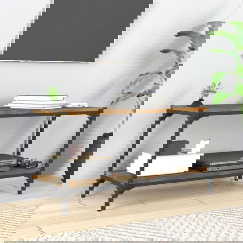 The Living Store TV omarica dimljen hrast 80x33x41 cm inženirski les in jeklo - TV Omarica, (21376600) Slike