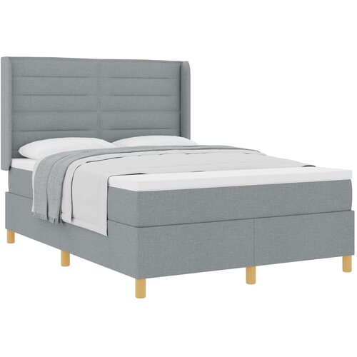 VidaXL Krevet s podnicom i madracem svijetlosiva 140x200 cm tkanina Slike
