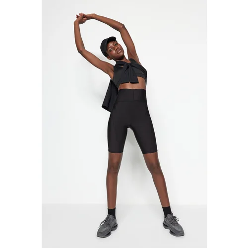 Trendyol Black Gathering Knitted Sports Biker/Cycler/Short Tights