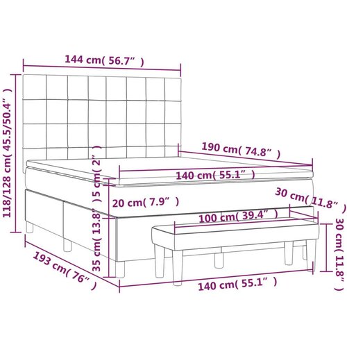 VidaXL Krevet s oprugama i madracem krem 140 x 190 cm od tkanine Slike