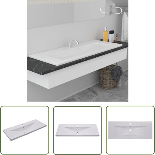 The Living Store Vgradni umivalnik 101x39,5x18,5 cm keramičen bel - Umivalnik, (21744794) Cene