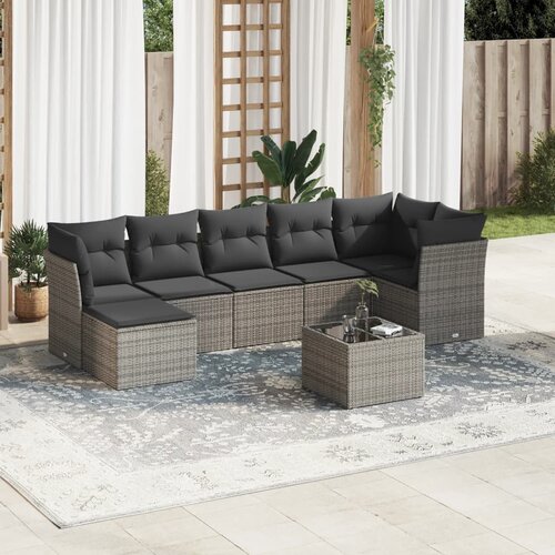 vidaXL 8-dijelni set vrtnih sofa od poliratana s jastucima sivi Cijene