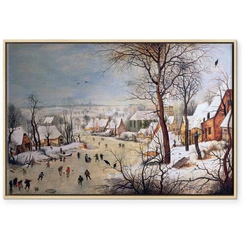  Slika - Pieter Bruegel the Elder &amp;ndash; Winter Landscape with Birdtrap 120x80 U prirodnom drvenom okviru Slike