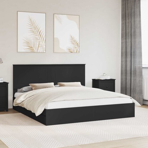 vidaXL Konstrukcija postelje Črna 200 x 200 cm Konstruiran les Cene