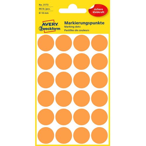 Avery Zweckform naljepnice točke neon narančaste 18mm Slike
