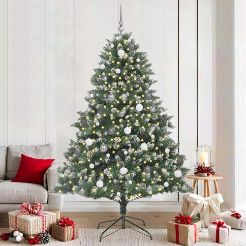 vidaXL Umestno božično drevo med 300 LED Zelena 140 x 140 x 210 cm Cene