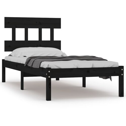 vidaXL Posteljni okvir črn iz trdnega lesa 75x190 cm 2FT6, (20648495) Cene