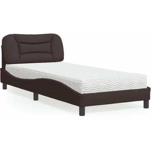  Krevet s madracem tamnosmeđi 90 x 190 cm od tkanine