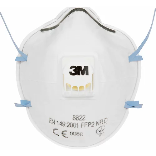 3m Zaščitna maska 8822 FFP2 NR D z ventilom za izdih, DE 10 kosov, bele barve