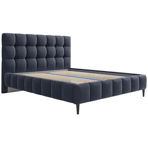 MID.YOU OBLAZINJENA POSTELJA 140 cm x 200 cm , les, tekstil, leseni material modra Slike