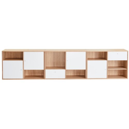 Hammel Furniture Bijela niska komoda u dekoru hrasta 267x61 cm Mistral - Cijene