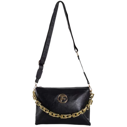 Fashion Hunters Black messenger bag with a chain