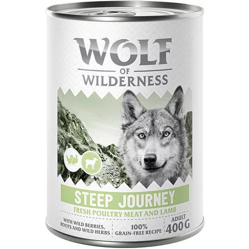 Wolf of Wilderness Adult “Expedition” 6 x 400 g - Steep Journey - perutnina z jagnjetino