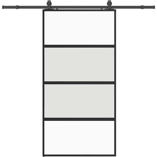  Klizna vrata s priborom crna 102,5 x 205 cm kaljeno staklo Slike