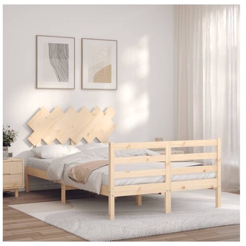 vidaXL Okvir kreveta s uzglavljem 4FT6 bračni od masivnog drva Cene