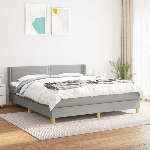  Krevet s oprugama i madracem svjetlosivi 180x200 cm od tkanine Slike