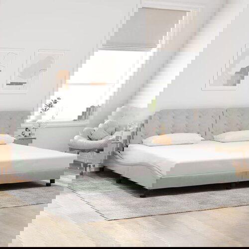 VidaXL Okvir za krevet bez madraca svjetlosivi 200 x 200 cm bar&amp;scaron;unasti Slike