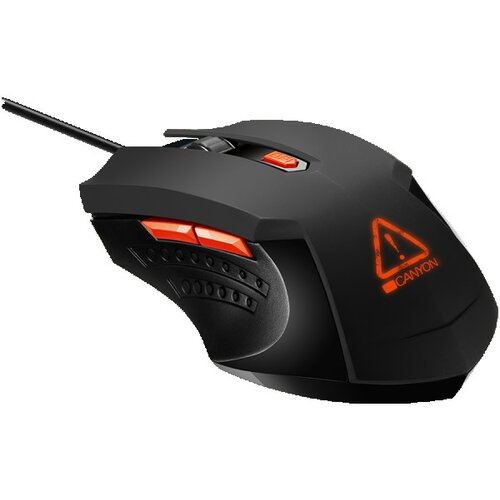 Canyon optical gaming mouse with 6 programmable buttons, pixart optical sensor, 4 levels of dpi and up to 3200, 3 million times key life, 1.65m pv Cene