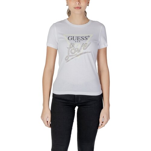 Guess Majice s kratkimi rokavi CN SS LOVE TRIANGLE W5GI05 I3Z14 Bela Cene