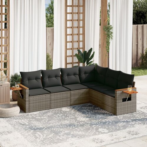 vidaXL 6-dijelni set vrtnih sofa od poliratana s jastucima sivi Cijene