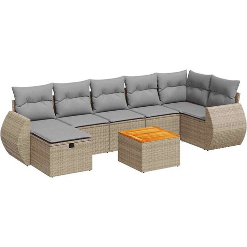 VidaXL 8-dijelni set vrtnih sofa od poliratana s jastucima bež Slike