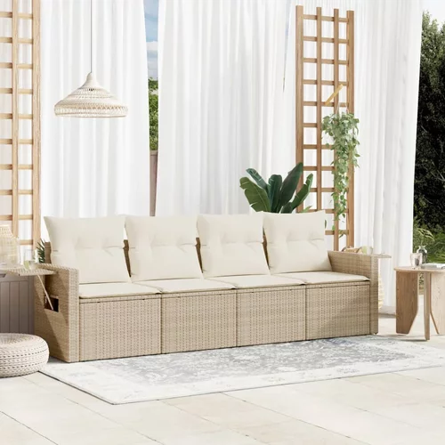  4-dijelni set vrtnih sofa s jastucima bež od poliratana