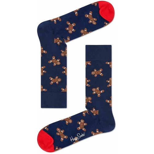 Happy Socks Nogavice Holiday Singles Gingerbread mornarsko modra barva