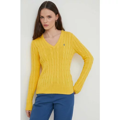 Polo Ralph Lauren Bombažen pulover rumena barva