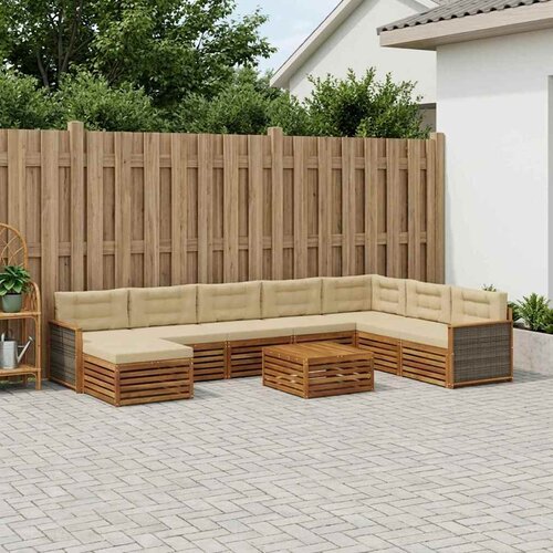  Set vanjskih sofa 9 kom. Prirodna i bež Čvrsto drvo akacije Cene