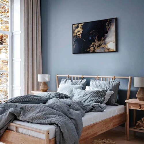  Slika - Marble and navy blue &amp;ndash; abstract textured pattern inspired by the starry sky 90x60 U crnom drvenom okviru Slike